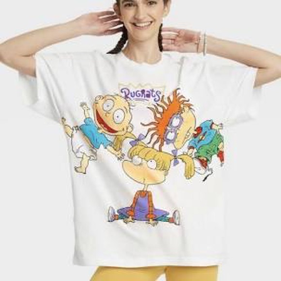 Nickelodeon Tops - Women's Rugrats Nickelodeon Short Sleeve Oversized Front Back Graphic T-Shirt